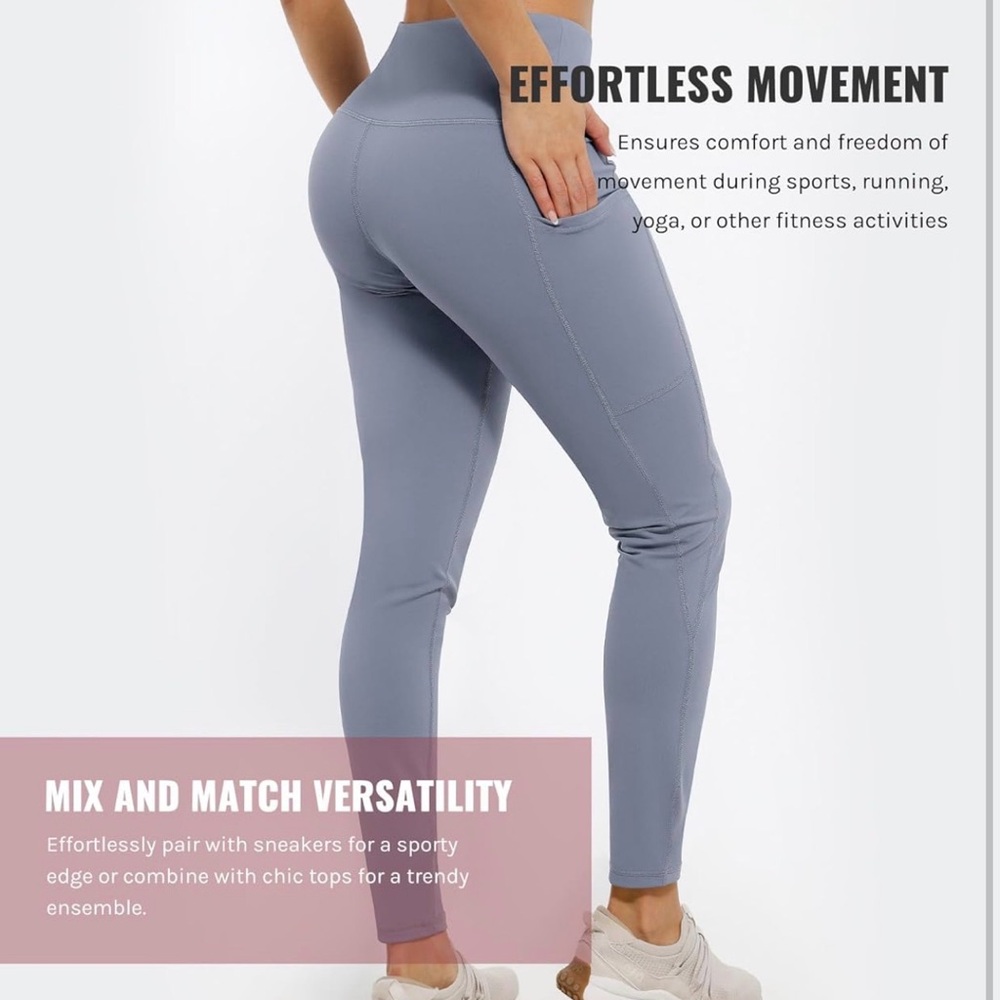 NWT Cosmolle Women's Leggings Medium Grey Soft Loose Leggings Workout Lounge NEW - Picture 2 of 7